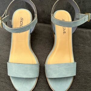 Soda Blue Sandals Minimalist Design Ankle Strap